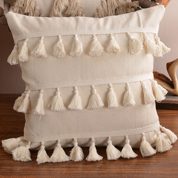 Moroccan style cotton tassel cushion pillow