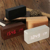 Stylish Wooden LED Alarm Clock Thermometer Voice Control